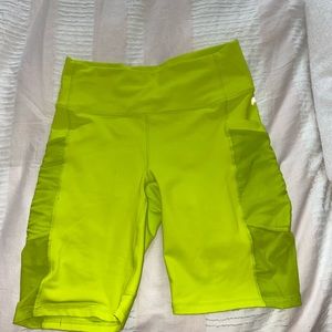 Fabletics neon green biker shorts